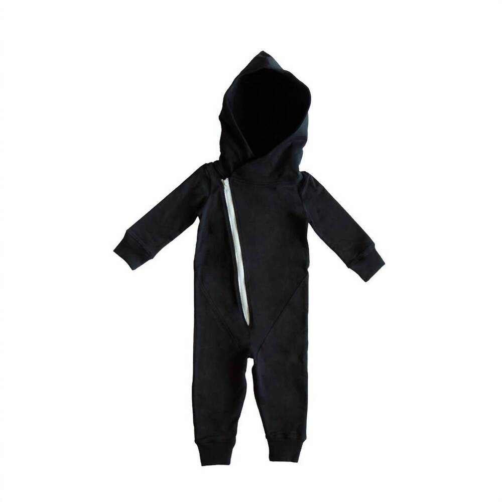 NEW TINY TRENDSETTER kids lola & taylor asymmetrical zip romper in jet black